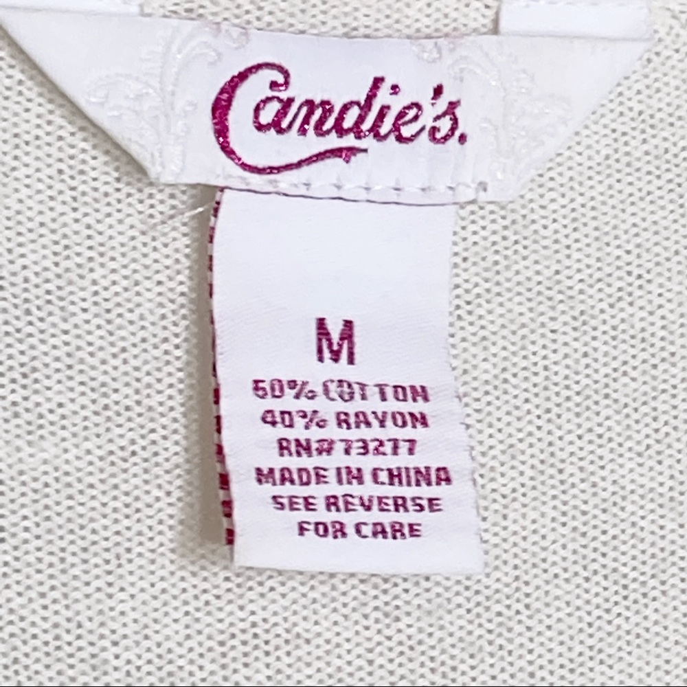 Candies Pearl Beaded Ivory Knit Cardigan Long Sleeve Cropped NWOT - Picture 5 of 5